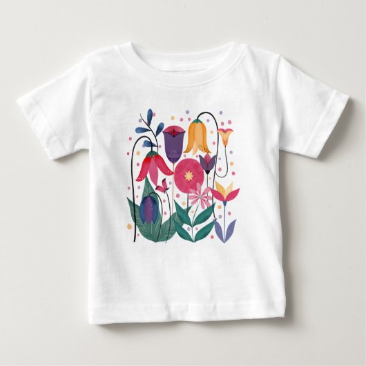 Whimsistische Blume Baby T-shirt (Vorderseite)