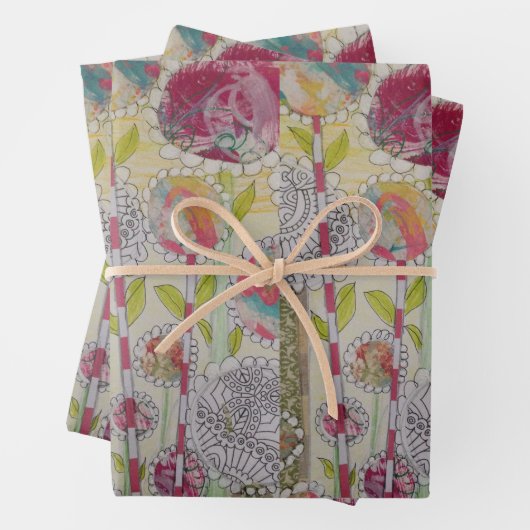 Whimsistische Blume Geschenkpapier Set (Beispiel)