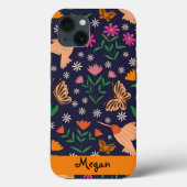 Whimsistische Blume mit Hummingbirds Individuelle  Case-Mate iPhone Hülle (Rückseite)
