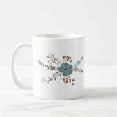 Whimsistische Blume Mix Aquamarin rosa Grau blühen Kaffeetasse (Links)