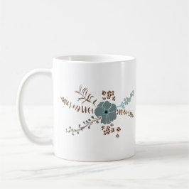 Whimsistische Blume Mix Aquamarin rosa Grau blühen Kaffeetasse
