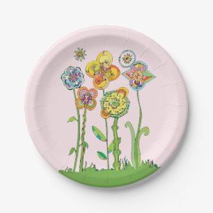 Whimsistische Blume Pappteller