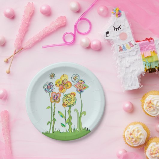 Whimsistische Blume Pappteller (Party)