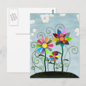 Whimsistische Blume Postkarte (Vorne/Hinten)