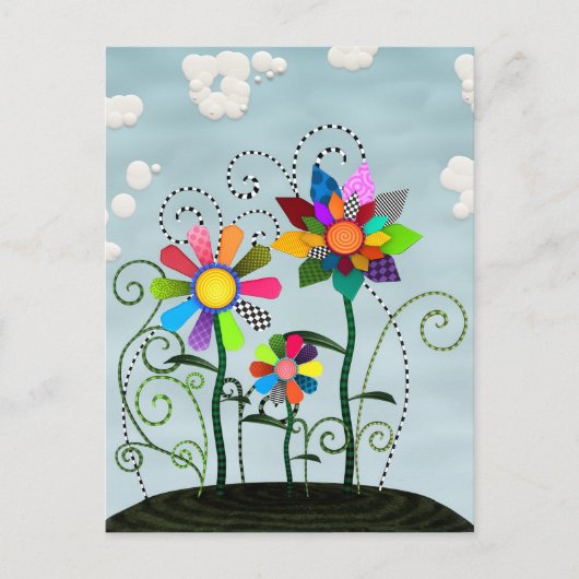 Whimsistische Blume Postkarte (Vorderseite)