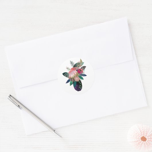 Whimsistische Blume Runder Aufkleber (Umschlag)