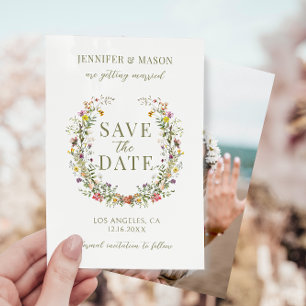 Whimsistische Blume Save the Date Foto Einladung
