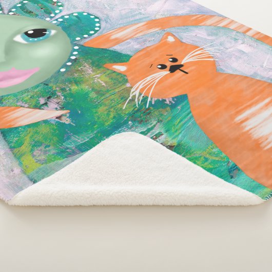 Whimsistische Blume und Katze Sherpadecke (3/4)