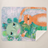Whimsistische Blume und Katze Sherpadecke (Vorderseite (Horizontal))