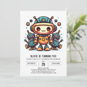Whimsistische Editable Gears Robot Birthday Einladung (Stehend Vorderseite)