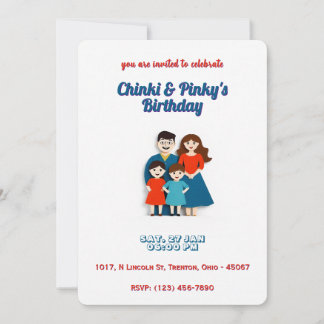 Whimsistische Geburtskarte - Niedlich Minimalistis Einladung