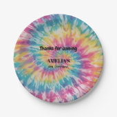 Whimsistische Gefärbte Krawatte Wasserfarbe Regenb Pappteller (Vorderseite)