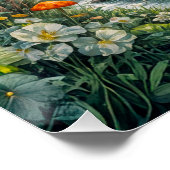 Whimsistische Hütte von Stream mit Riesenrot-Mushr Poster (Ecke)