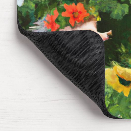 Whimsistische Igel in einem englischen Garten Mousepad (Ecke)