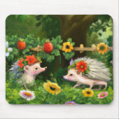 Whimsistische Igel in einem englischen Garten Mousepad (Vorne)
