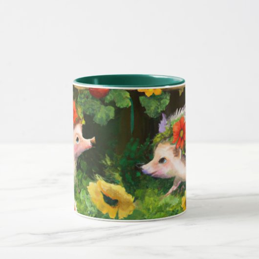 Whimsistische Igel in einem englischen Garten Tasse (Zentrum)