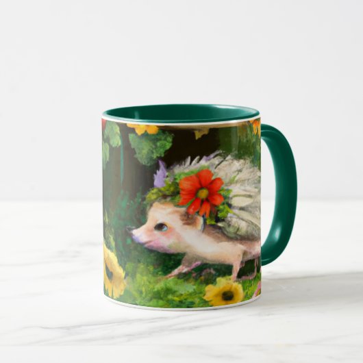 Whimsistische Igel in einem englischen Garten Tasse (VorderseiteRechts)