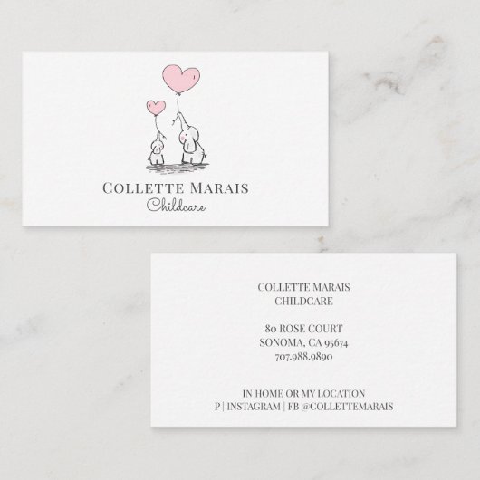 Whimsistische Illustrierte Kinderbetreuungskarte Visitenkarte (Vorne/Hinten)