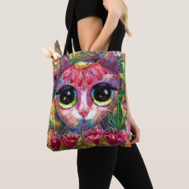 Whimsistische Impressionistische Big Mit Augen Cat Tasche