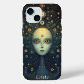 Whimsistische kosmische Alien Personalisierte Kuns Case-Mate iPhone Hülle (Rückseite)