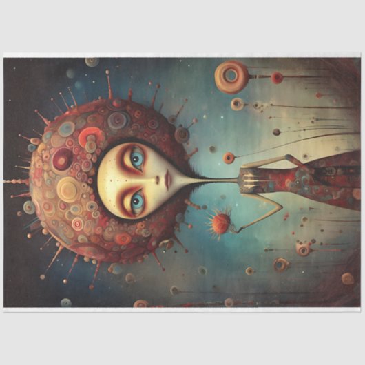 Whimsistische künstlerische kosmische Blumenfantas Seidenpapier (Vorderseite)