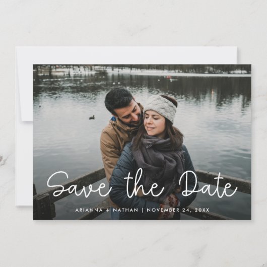 Whimsistische Liebe | Drei Fotos Save The Date (Vorderseite)
