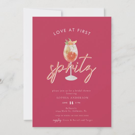 Whimsistische Liebe im ersten Spritz-Brautparty Einladung (Vorderseite)