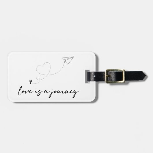 Whimsistische Liebe ist eine Reise in Schwarz und  Gepäckanhänger (Vorderseite horizontal)