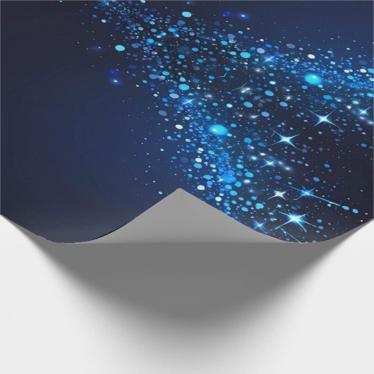 Whimsistische Niedliche Glitzern auf Deep Blue Geschenkpapier (Ecke)