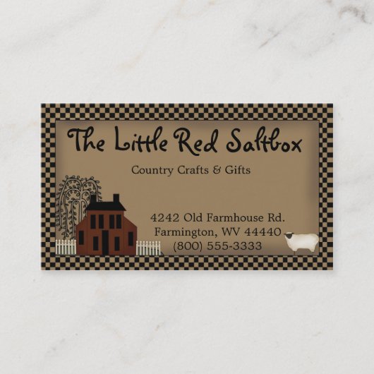 Whimsistische primitive Red Saltbox Business Card Visitenkarte (Vorderseite)