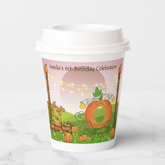 Whimsistische Rose Pink Sky Pumpkin Beförderung Ge Pappbecher (Rückseite)