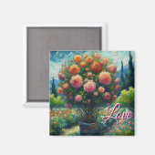 Whimsistische Rose Topiary Impressionistisches Gem Magnet (Vorderseite/Rückseite)