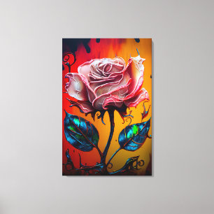 Whimsistische Rose und Tropfen Paint Leinwanddruck