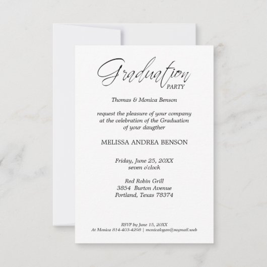 Whimsistische Script Typografy Graduate High Schoo Einladung (Rückseite)