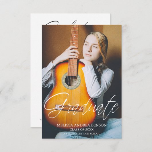 Whimsistische Script Typografy Graduate High Schoo Einladung (Vorne/Hinten)