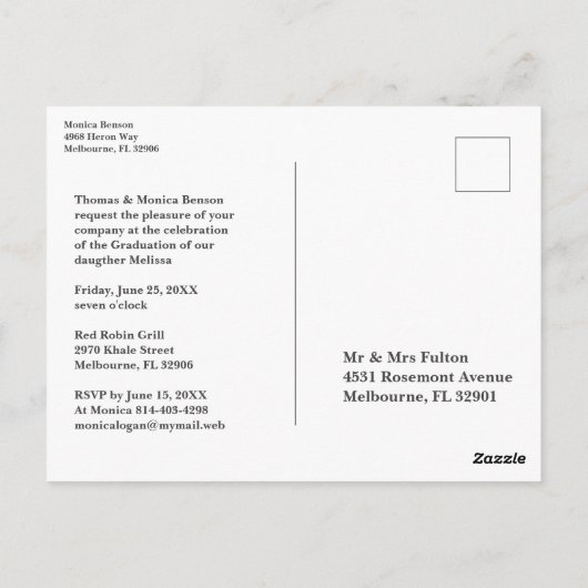 Whimsistische Script Typografy Graduate High Schoo Postkarte (Rückseite)