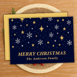 Whimsistische Sterne und Schneeflocken Feiertagskarte