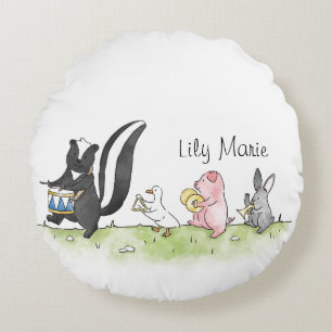 Whimsistische Tiere Marching Band Personalisiert Rundes Kissen
