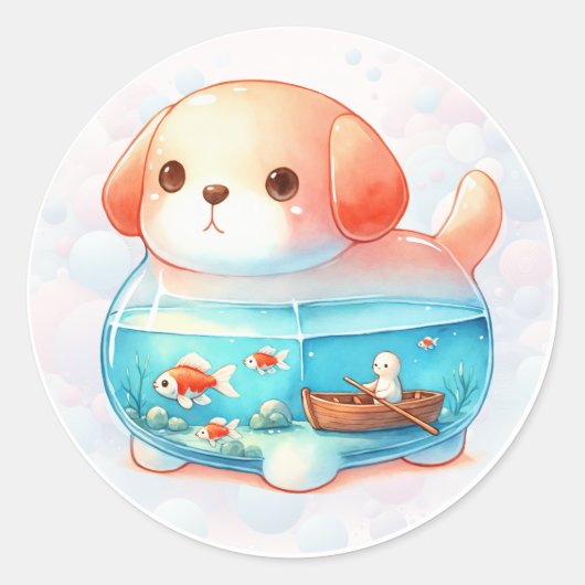 Whimsistische Tierjars - Hund - Runder Aufkleber (Vorderseite)