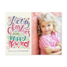 Whimsistische Typografie Holiday Foto Postkarte