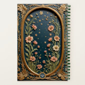 Whimsistische Wildblume Abend Art Nouveau Monogram Notizblock (Rückseite)