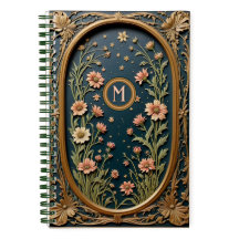 Whimsistische Wildblume Abend Art Nouveau Monogram