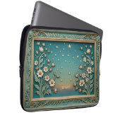 Whimsistische Wildblume Abend Jugendstil Aquamarin Laptopschutzhülle (Vorne Rechts)
