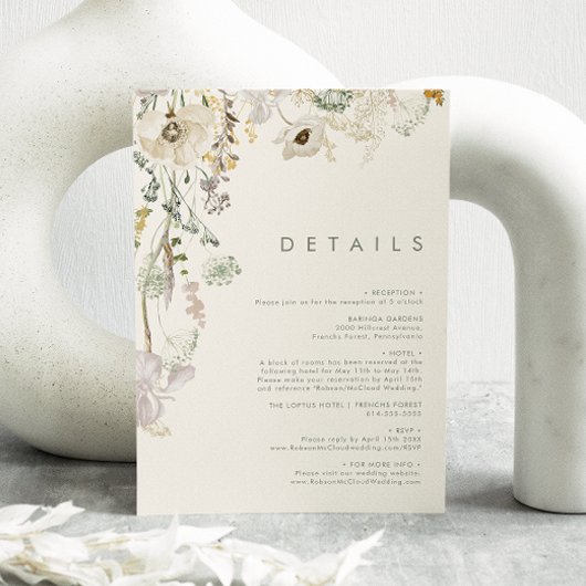 Whimsistische Wildblume | Angaben zu Elfenbein Begleitkarte