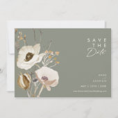 Whimsistische Wildblume | Ebene Grün horizontal Save The Date (Vorderseite)
