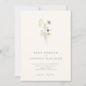 Whimsistische Wildblume einfach | Elfenbein in ein Einladung (Vorderseite)