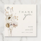 Whimsistische Wildblume | Elfenbein Danke Ihnen fü Geschenkanhänger (Vorderseite)