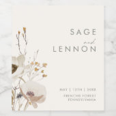 Whimsistische Wildblume | Elfenbeinweinsiegel Weinetikett (Einzelnes Label)