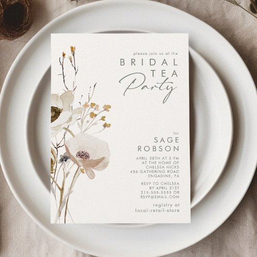 Whimsistische Wildblume | Ivory Bridal Tea Party Einladung