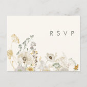 Whimsistische Wildblume Ivory Song Anfrage RSVP-Ka Postkarte (Vorderseite)